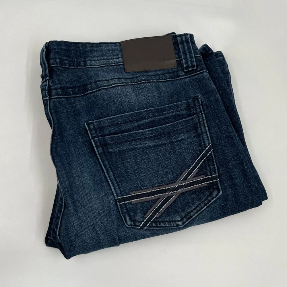 TK Axel Men's 38 x 32 Slim Boot Dark Wash Denim Blue Jeans - Picture 1 of 5